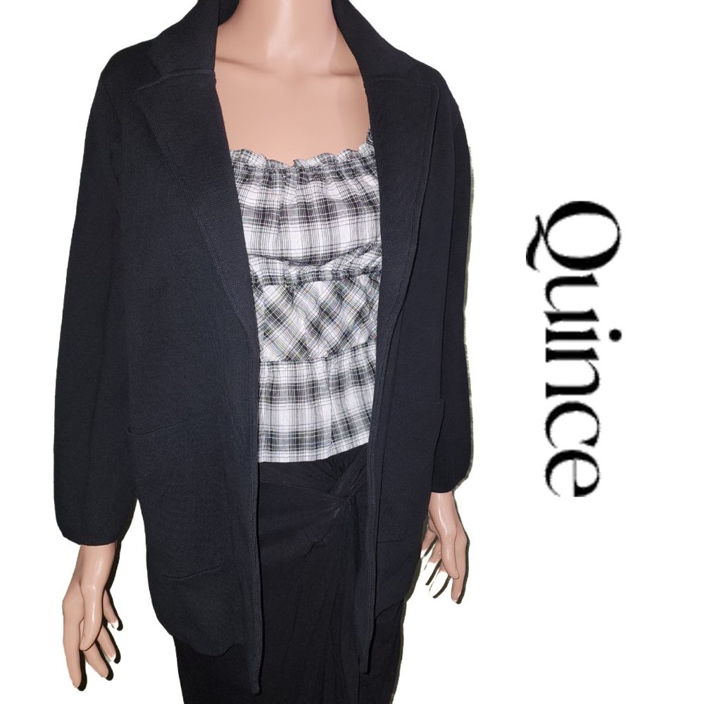 Quince 100% Organic Cotton Knit Blazer NWT Black Small